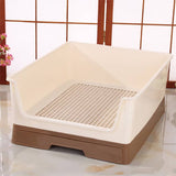 Medium Dog Potty Training Tray Pet Puppy Toilet Trays Loo Pad Mat With Wall Brown