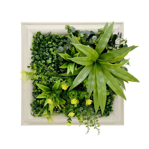 3D Green Artificial Plants Wall Panel Flower Wall With Frame Vertical Garden UV Resistant 33X33CM Flourishing Spring