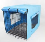 36' Portable Foldable Dog Cat Rabbit Collapsible Crate Pet Cage with Cover Mat Blue