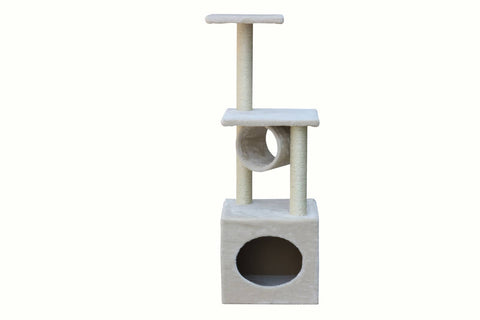 112 cm Beige Cat Kitten Scratching Post Tree Scratcher Pole