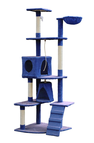 193cm Cat Scratching Tree Post Sisal Pole Scratching Post Scratcher Tower Condo Blue