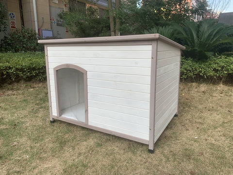 YES4PETS XXL Timber Pet Dog Kennel House Puppy Wooden Timber Cabin With Stripe White