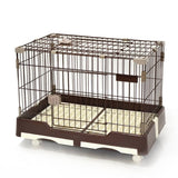 Large Brown Pet Dog Cage Cat Rabbit  Crate Kennel With Potty Pad And Wheel