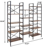 Industrial Shelf Bookshelf, Vintage Wood and Metal Bookcase Furniture for Home & Office