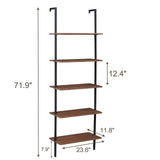 Industrial Ladder Shelf Wood Wall-Mounted Bookcase Storage Rack Shelves Display