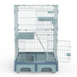 134 cm Blue Pet 3 Level Cat Cage House With Litter Tray And Storage Box