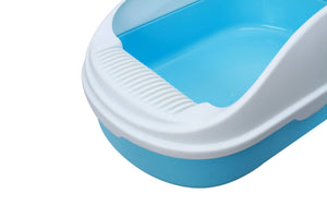 Medium Portable Cat Toilet Litter Box Tray with Scoop Blue