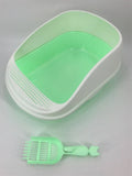 Large Portable Cat Toilet Litter Box Tray House with Scoop Green