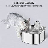 3.2L Automatic Electric Pet Water Fountain Dog Cat Stainless Steel Feeder Bowl Dispenser