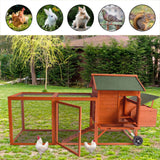 248 cm XL Chicken Coop Rabbit Hutch Ferret Hen Guinea Pig House With Wheels