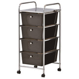 YES4HOMES Black Plastic Storage 4 Drawer with Metal Trolley Shelf and Slide-Out Drawers