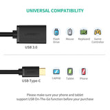 UGREEN USB Type-C Male to USB 3.0 Type A Female OTG Cable - Black 15CM (30701)