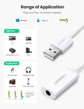 UGREEN USB A Male to 3.5 mm Aux Cable (White)