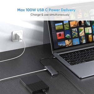 UGREEN Type C 6 in 1 Multifultion adaptor HDMI/RJ45/USB3.0 x 3/TypeC PD Protocal (50771)