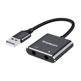 Simplecom CA152 USB to 3.5mm Audio and Microphone Sound Card Adapter for TRS or TRRS Headset with Mic