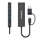 Simplecom CHN435 USB-C and USB-A to 4-Port USB HUB with Gigabit Ethernet Adapter