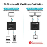 Simplecom CM202 Bi-Directional 2 Way DisplayPort Switch Selector DP 1.4 8K