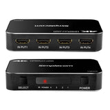 Simplecom CM324 4 Way HDMI 2.0 Switch with Remote 4 In 1 Out Splitter HDCP 2.2 4K @60Hz UHD HDR