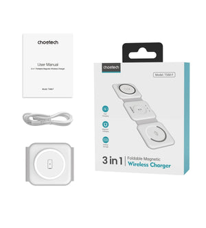 CHOETECH T588-F-WH 3-in-1 Foldable Fast Wireless Charger for Phone/Watch/Earphone