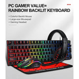 T-Wolf TF800 RGB 4-pcs Gaming Keyboard/Mouse/Headphone/Mouse Pad Kit Set