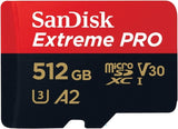 SANDISK SDSQXCZ-512G-GN6MA MICRO EXTREME PRO A2 V30 UHS-I/U3 170R/90W SDXC CARD WITH ADAPTER