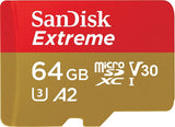 SANDISK SDSQXA2-064G-GN6MN MicroXD  Extreme A2 V30 UHS-I/U3 160R/60W NO SD ADAPTER