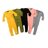 MLW By Design - Organic Ribbed Zipped Long Sleeve Onesies |3-6 Months | Black