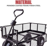 Garden Dump Rolling Mesh Cart with Heavy Duty Steel Frame,10 Inch Pneumatic Tires Maximum Load Capacity of 300 Kg (Black)