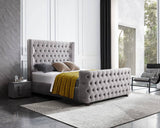 Milan Grey Velvet Tufted  Headboard and End board Bed Frame - King Size