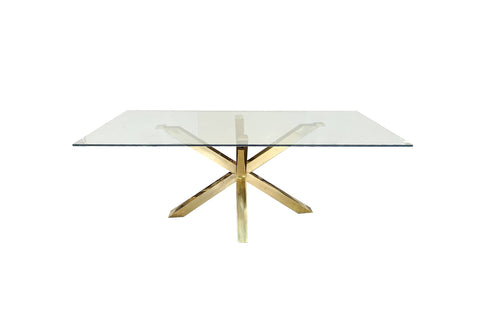 Miles Gold With Clear Glass Dining Table - 90cm x 180cm