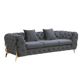 Grand Tufted Lounge - Dark Grey Velvet - Gold Legs