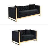 William Lounge - Black Velvet - Gold Trims