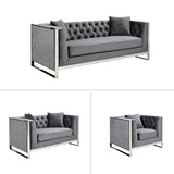 William Lounge - Dark Grey Velvet - Silver Trims