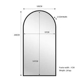 Black Metal Arch Mirror - X Large 100cm x 200cm