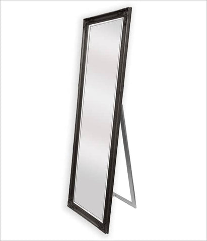 French Provincial Ornate Mirror - Black - Free Standing 50cm x 170cm