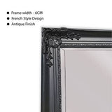 French Provincial Ornate Mirror - Black - Free Standing 50cm x 170cm