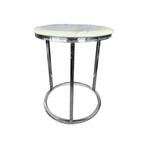 Kelly Side Table - White on Silver - 45cm