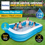 Bestway Swimming Pool Above Ground Inflatable Family Fun 262cm x 175cm x 51cm