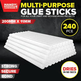 Handy Hardware 240PCE Hot Melt Glue Sticks Multipurpose Craft Woodwork 200mm