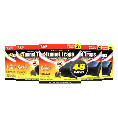 SAS Pest Control 48PCE Rat Mice Tunnel Traps Non-Toxic Effective 80 x 150mm