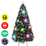 Christmas By Sas 1.8m Fibre Optic/LED Christmas Tree 210 Tips Multicolour Star & Ornaments