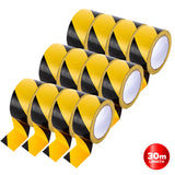 Handy Hardware 12PCE Hazard Tape Adhesive High Visibility Waterproof 30m