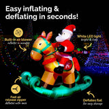 Christmas By Sas 1.8m Self Inflatable LED Santa On Rocking Horse