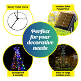 Christmas By Sas 3m Tree Shaped LED Multicoloured Solar Lights & Metal Frame