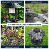 Garden Greens 1M Bird Bath Solar Power With Feeding Station and Lights