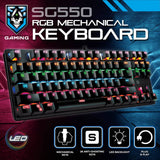 SAS Gaming SG550 RGB Mechanical Keyboard TKL Wired LED Backlit Blue Switch