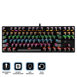 SAS Gaming SG550 RGB Mechanical Keyboard TKL Wired LED Backlit Blue Switch