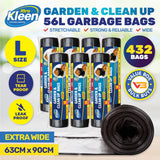 Xtra Kleen 432PCE 56L Garbage Bin Liners Large Tear & Leak Proof 63 x 90cm