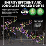 SAS Electrical 3m Reindeer & Sleigh Set Rope Light With Stands Multi-Colour