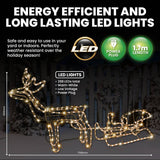 SAS Electrical 1.7m 3D Reindeer & Sleigh Display Warm White Rope Lights